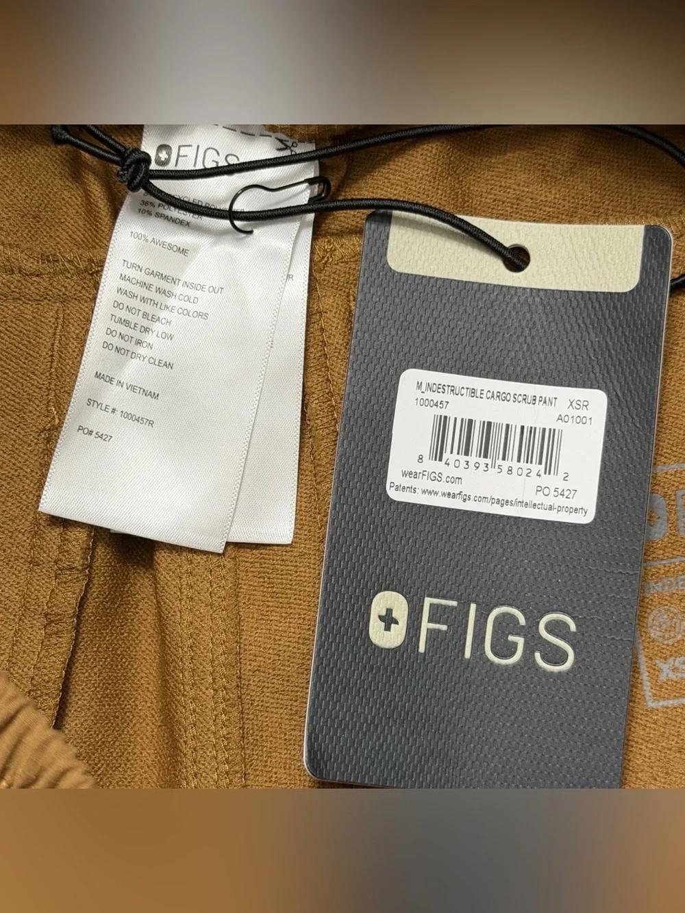 NWT FIGS Men Indestructible Cargo Scrub Pant Earth Tan Brown Ripstop XS Regular
